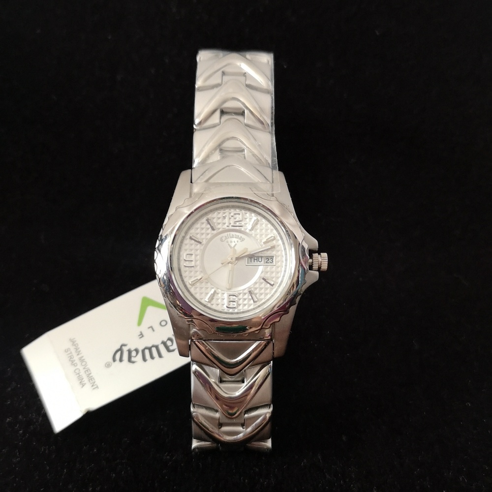 Callaway Golf Brand New in Box Women's Watch Silver Metal Band w Date on Face